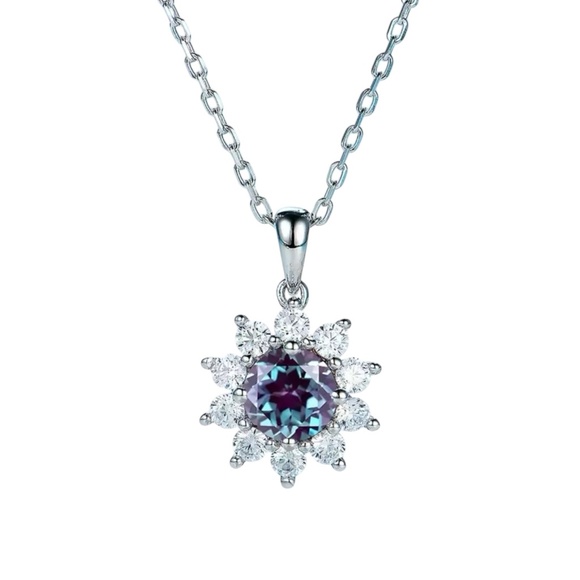 Handcrafted Color Change Alexandrite Pendant 14K White Gold  ,  June Birthstone - Picture 7 of 10